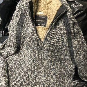 Energie mens made in Italy Sherpa hoodie zip up knit jacket